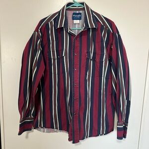 Vintage wrangler pearl snap western button up shirt